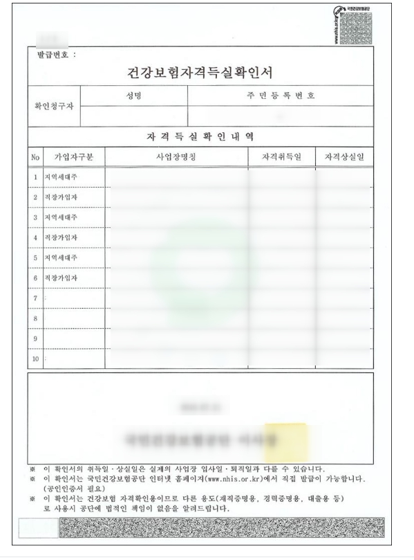 건강보험자격득실확인서